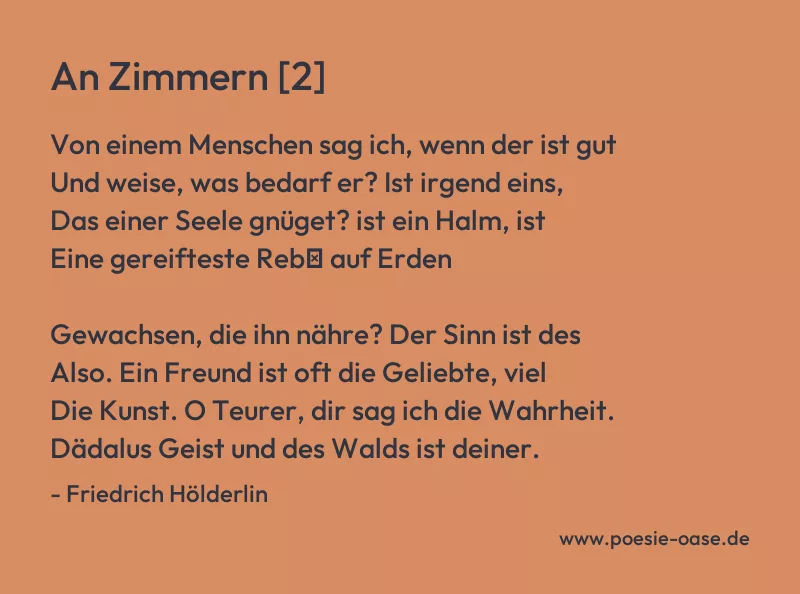 Gedicht: An Zimmern [2] von Friedrich Hölderlin