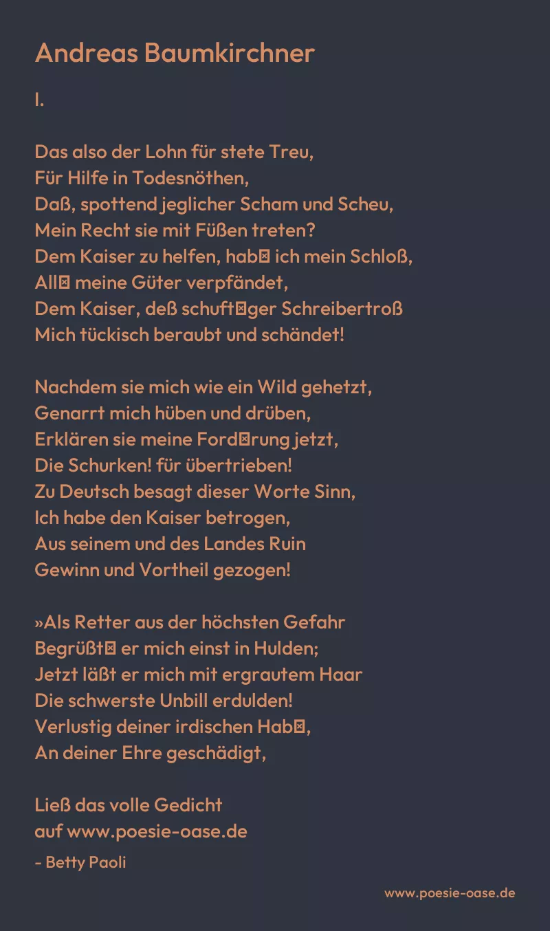 Gedicht: Andreas Baumkirchner von Betty Paoli