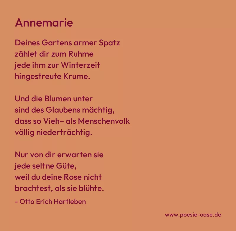 Gedicht: Annemarie von Otto Erich Hartleben