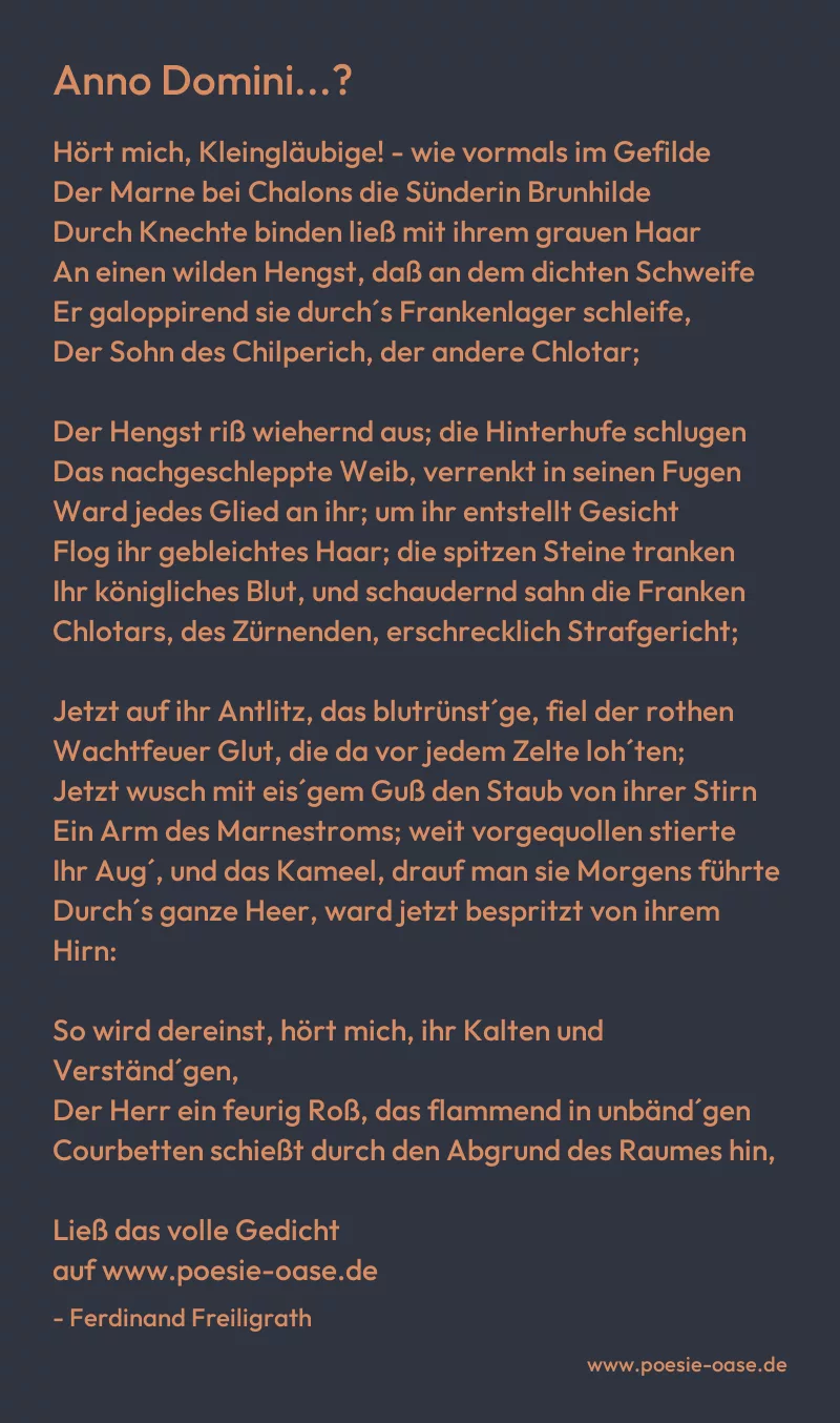 Gedicht: Anno Domini...? von Ferdinand Freiligrath