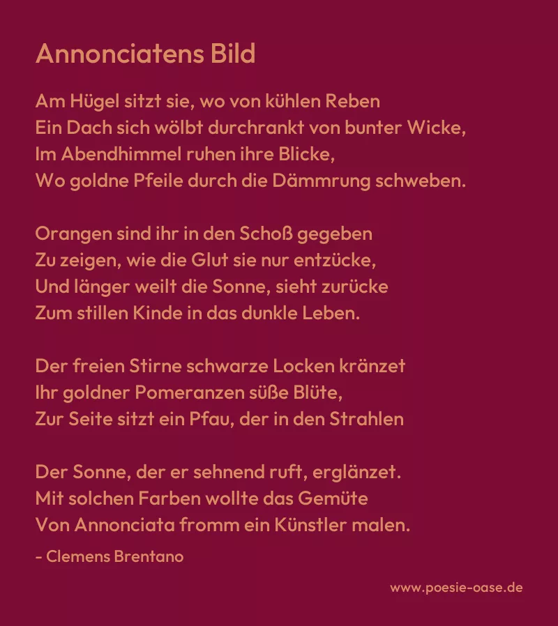 Gedicht: Annonciatens Bild von Clemens Brentano