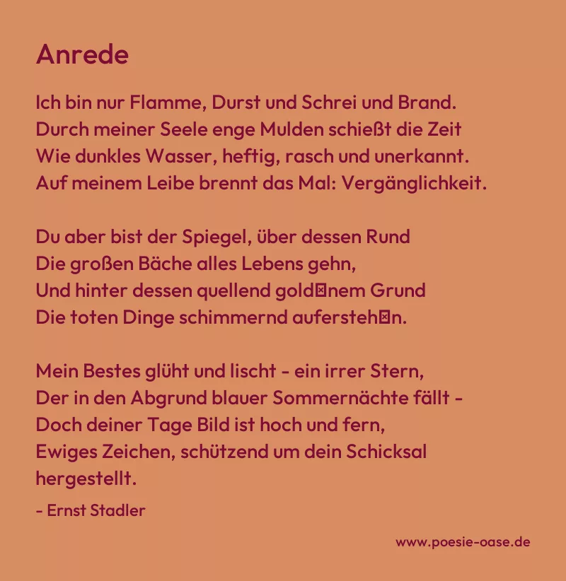 Gedicht: Anrede von Ernst Stadler