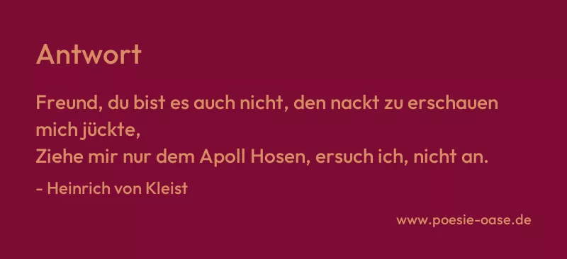 Gedicht: Antwort von Heinrich von Kleist