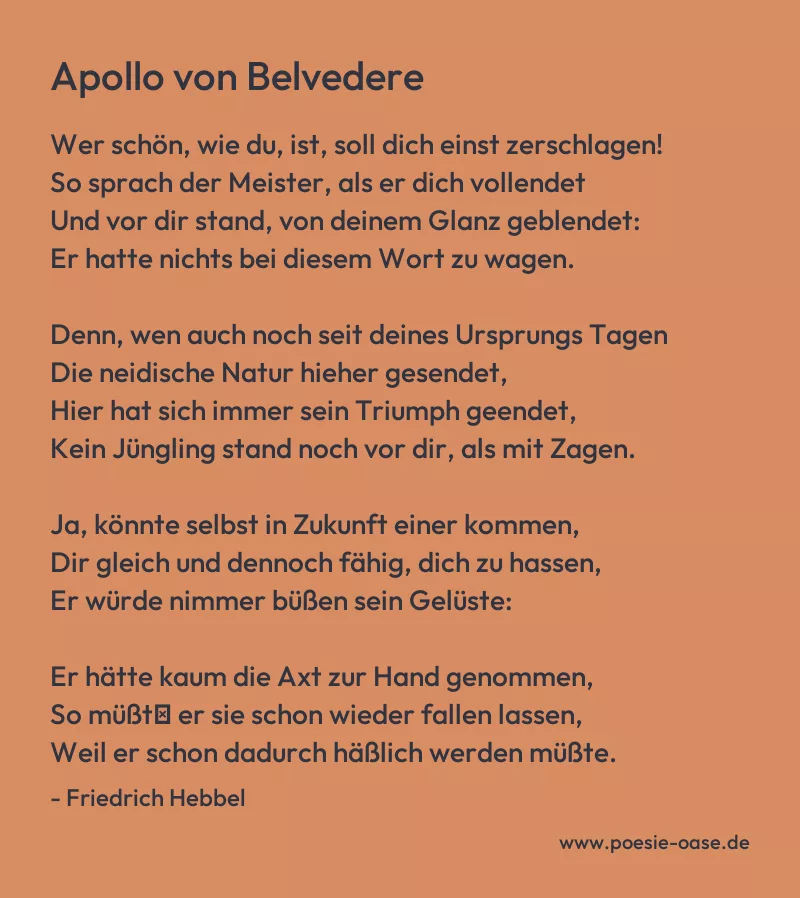 Gedicht: Apollo von Belvedere von Friedrich Hebbel