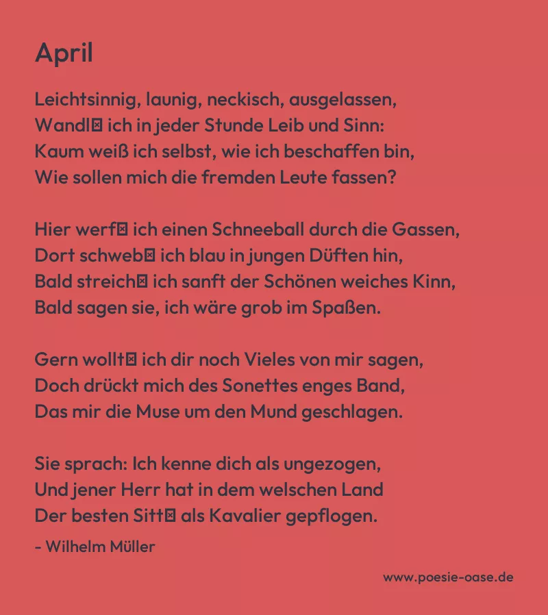 Gedicht: April von Wilhelm Müller