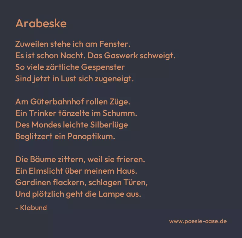 Gedicht: Arabeske von Klabund