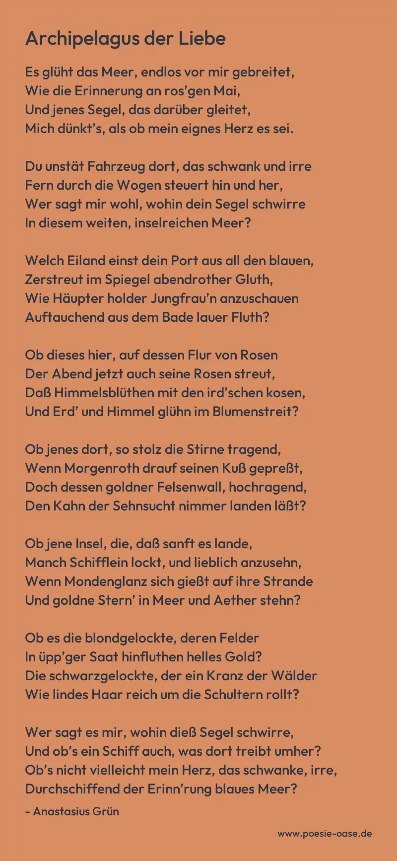 Gedicht: Archipelagus der Liebe von Anastasius Grün