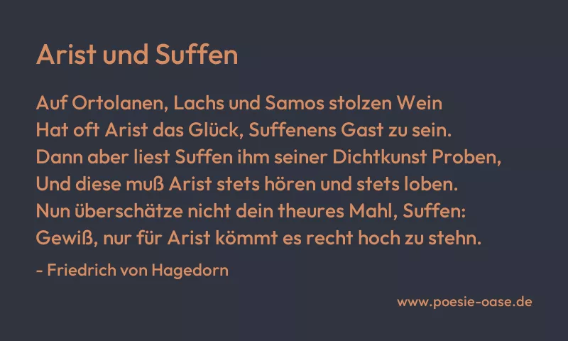 Gedicht: Arist und Suffen von Friedrich von Hagedorn