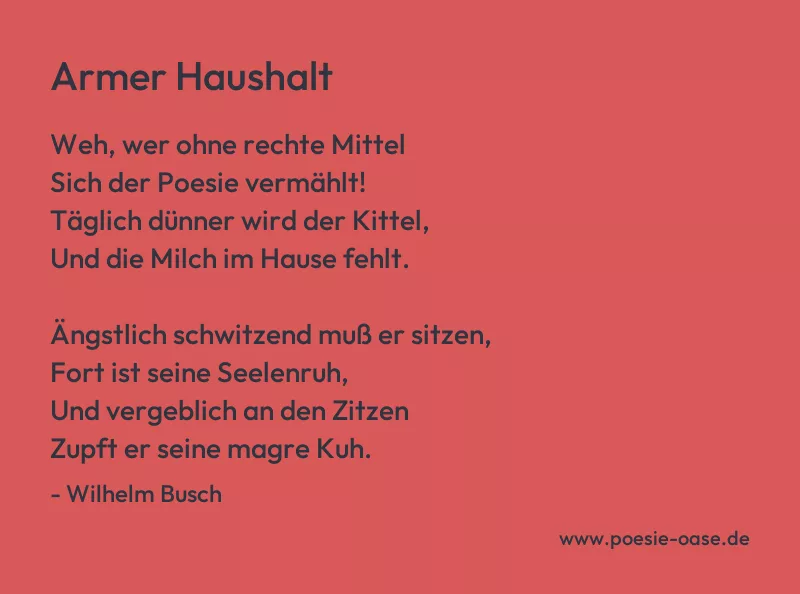Gedicht: Armer Haushalt von Wilhelm Busch