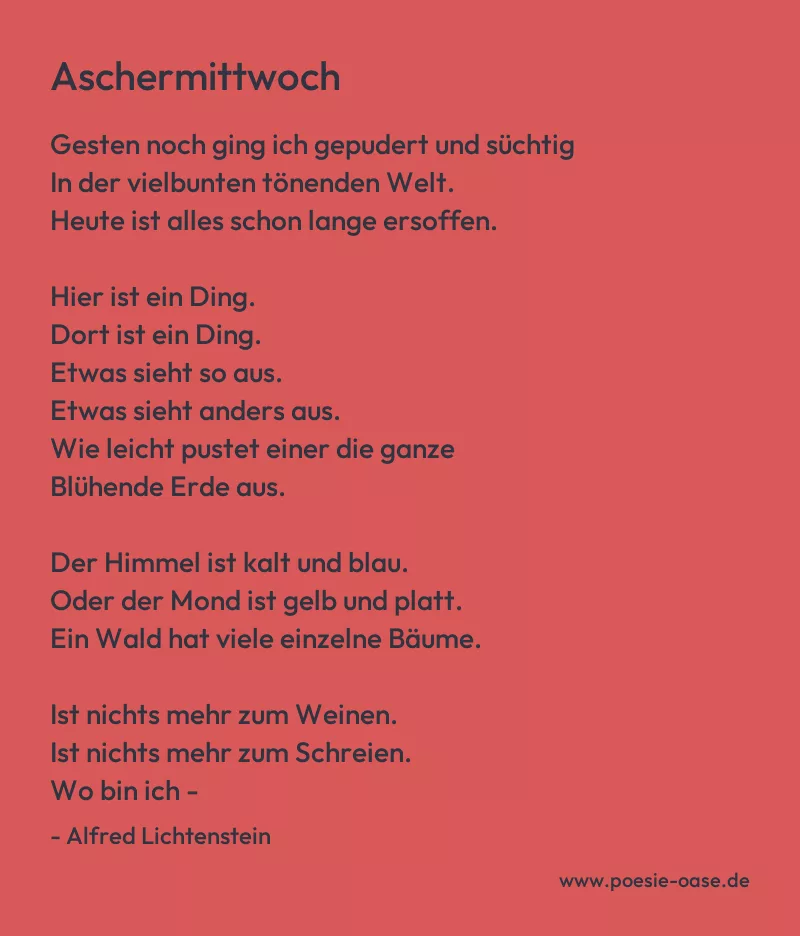 Gedicht: Aschermittwoch von Alfred Lichtenstein