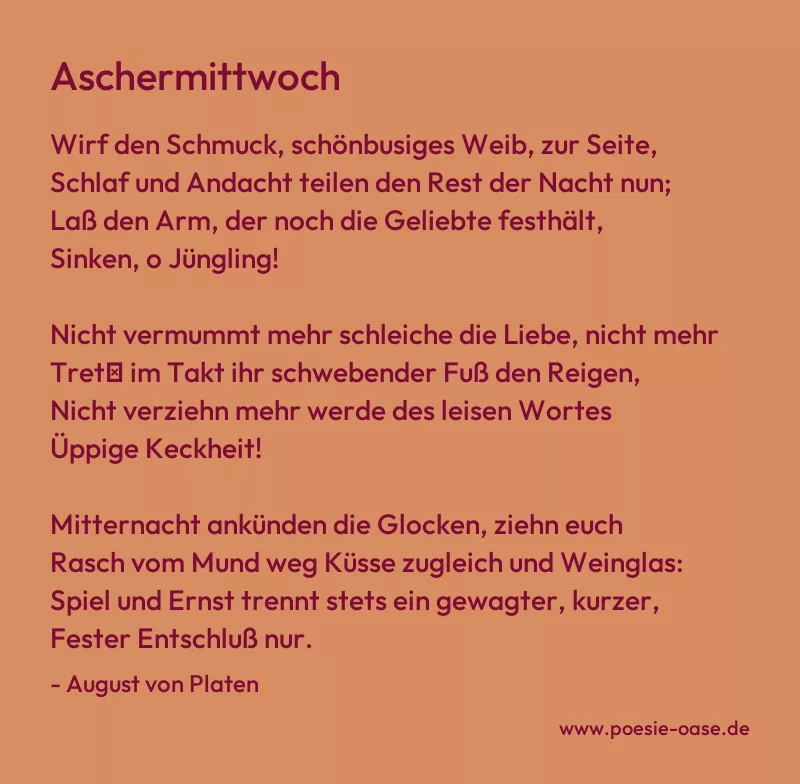 Gedicht: Aschermittwoch von August von Platen