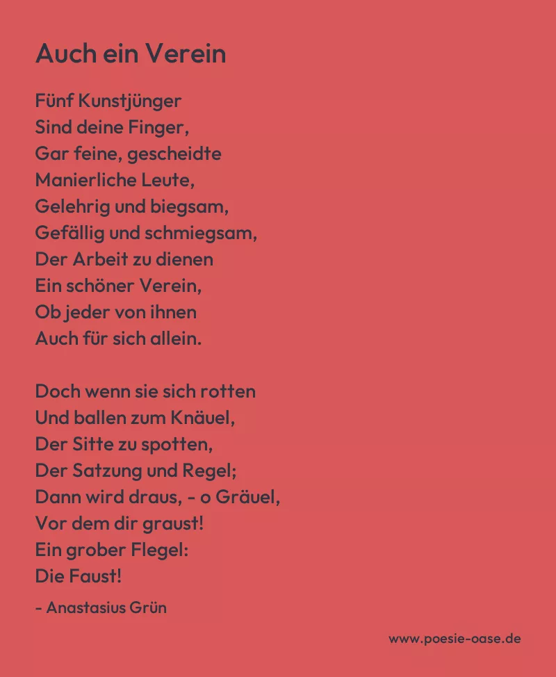 Gedicht: Auch ein Verein von Anastasius Grün