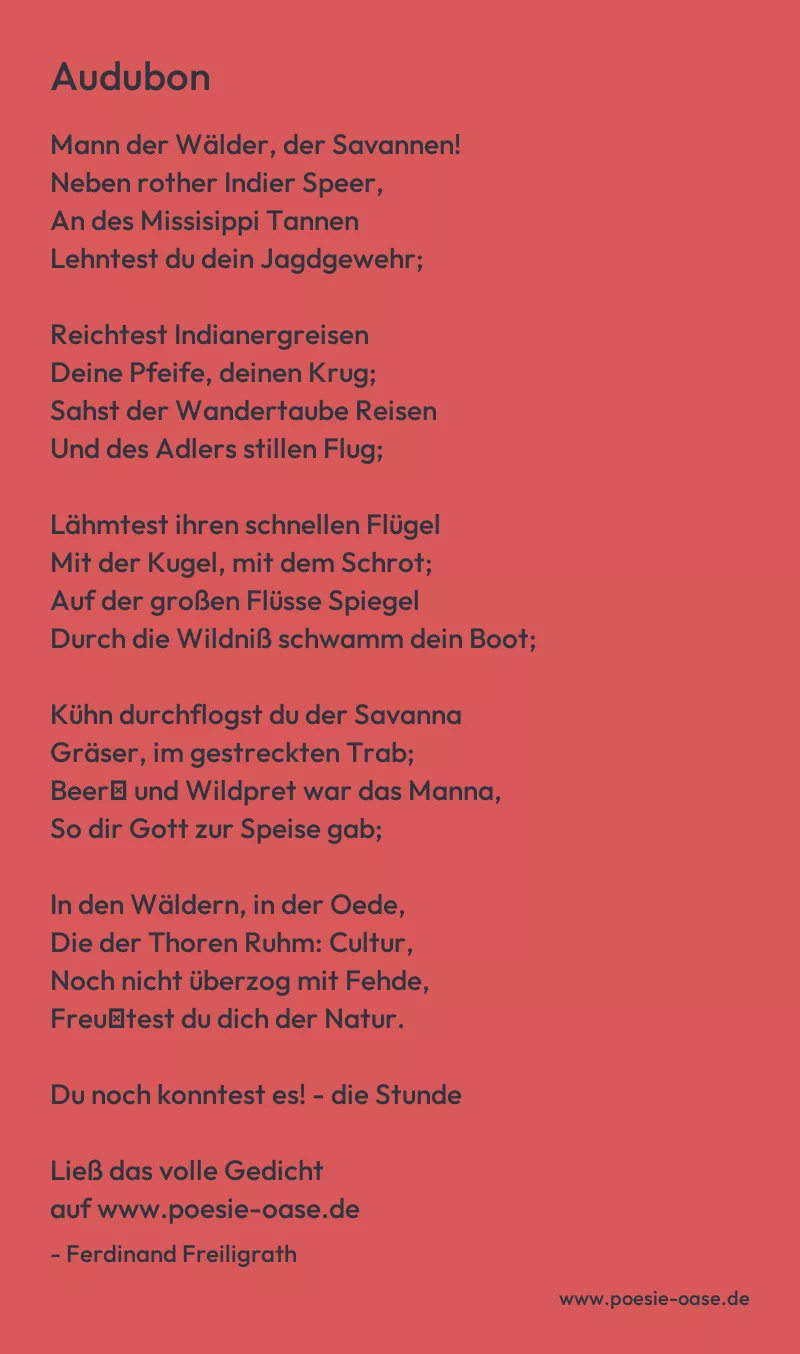 Gedicht: Audubon von Ferdinand Freiligrath