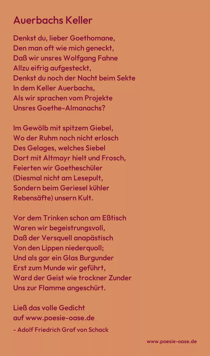 Gedicht: Auerbachs Keller von Adolf Friedrich Graf von Schack
