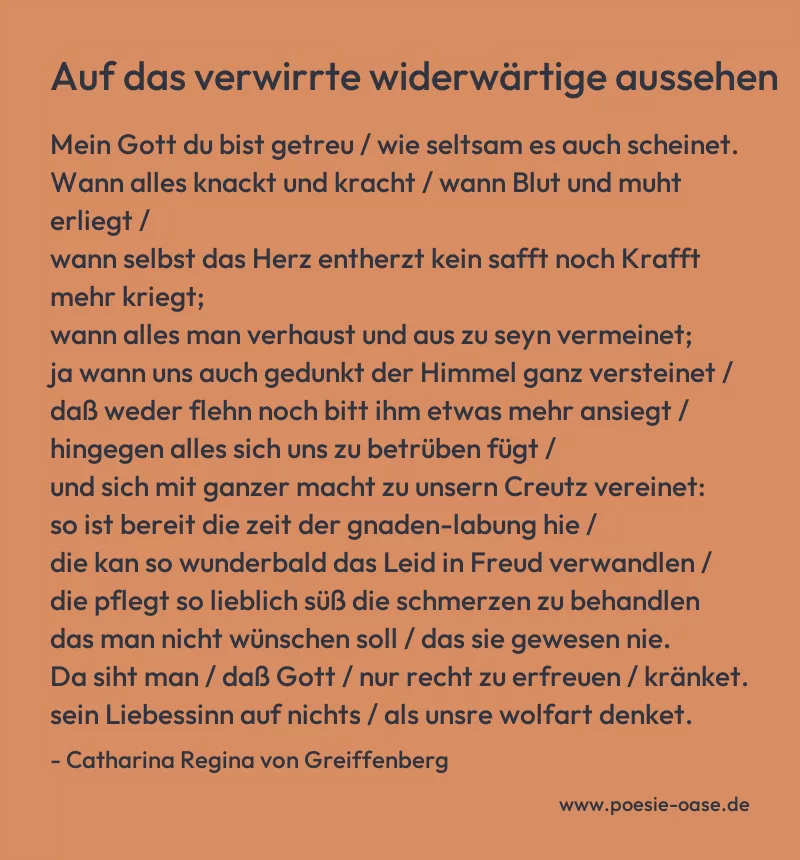 Gedicht: Auf das verwirrte widerwärtige aussehen von Catharina Regina von Greiffenberg