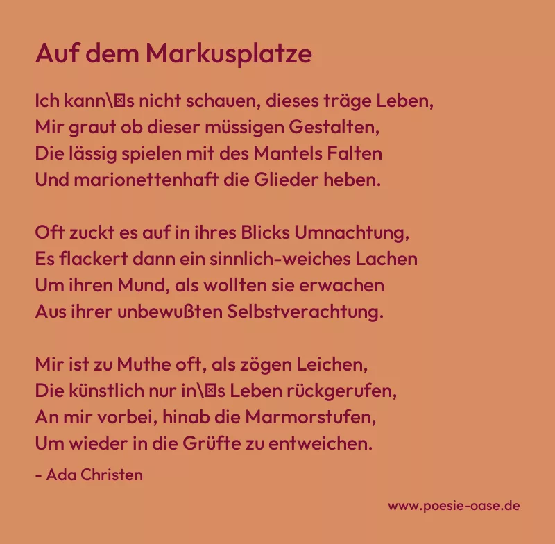 Gedicht: Auf dem Markusplatze von Ada Christen
