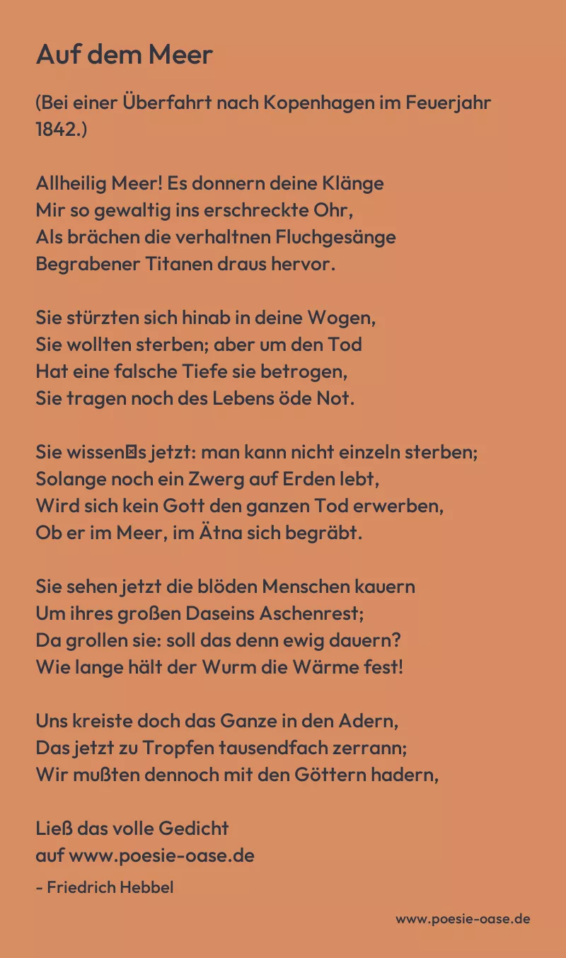 Gedicht: Auf dem Meer von Friedrich Hebbel