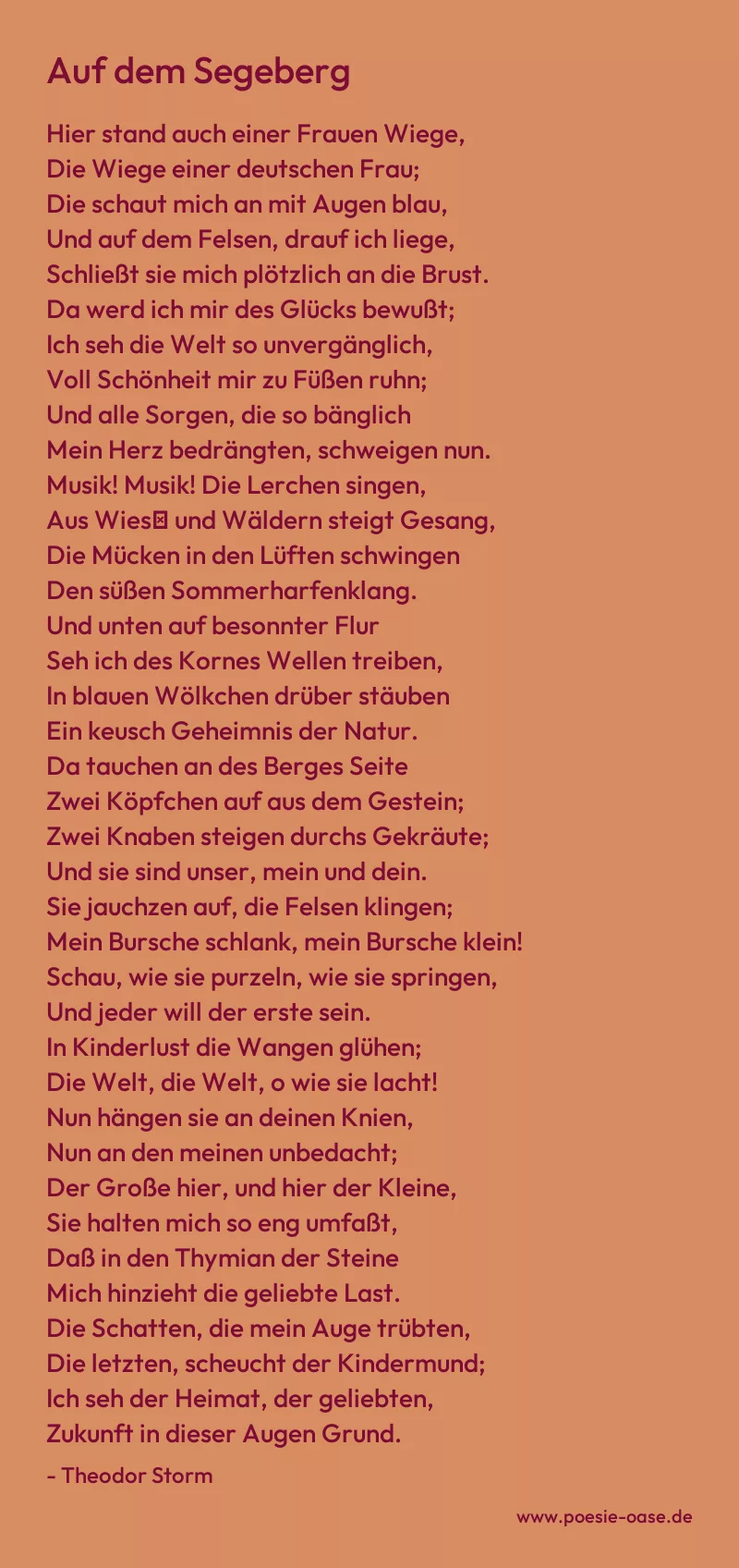 Gedicht: Auf dem Segeberg von Theodor Storm