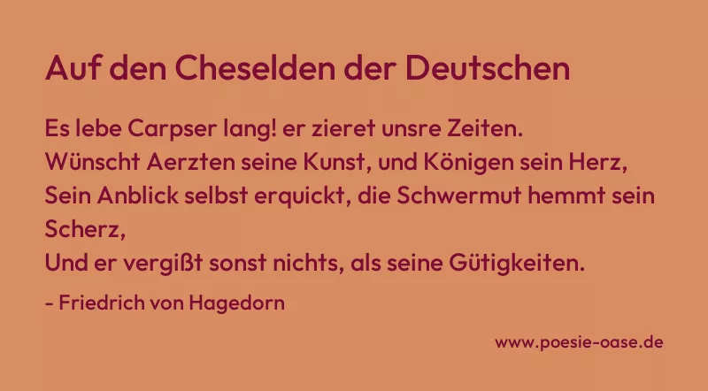Gedicht: Auf den Cheselden der Deutschen von Friedrich von Hagedorn