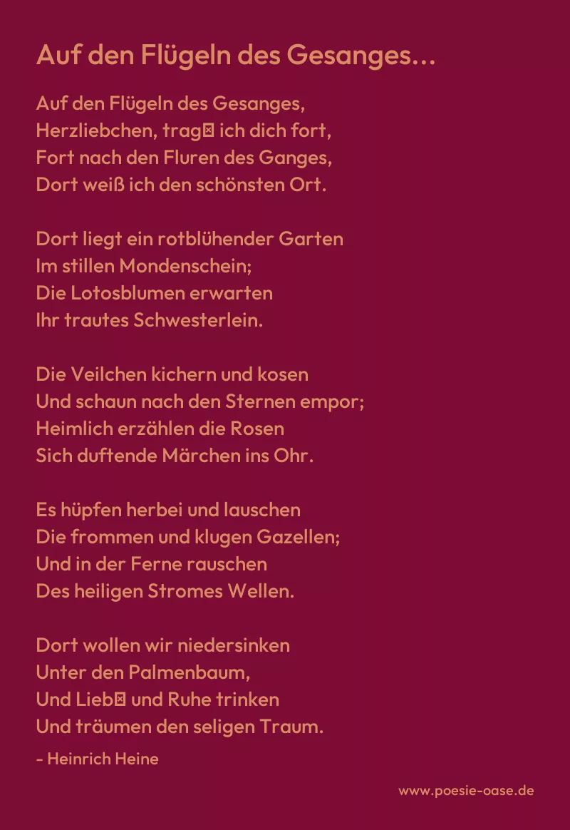 Gedicht: Auf den Flügeln des Gesanges... von Heinrich Heine