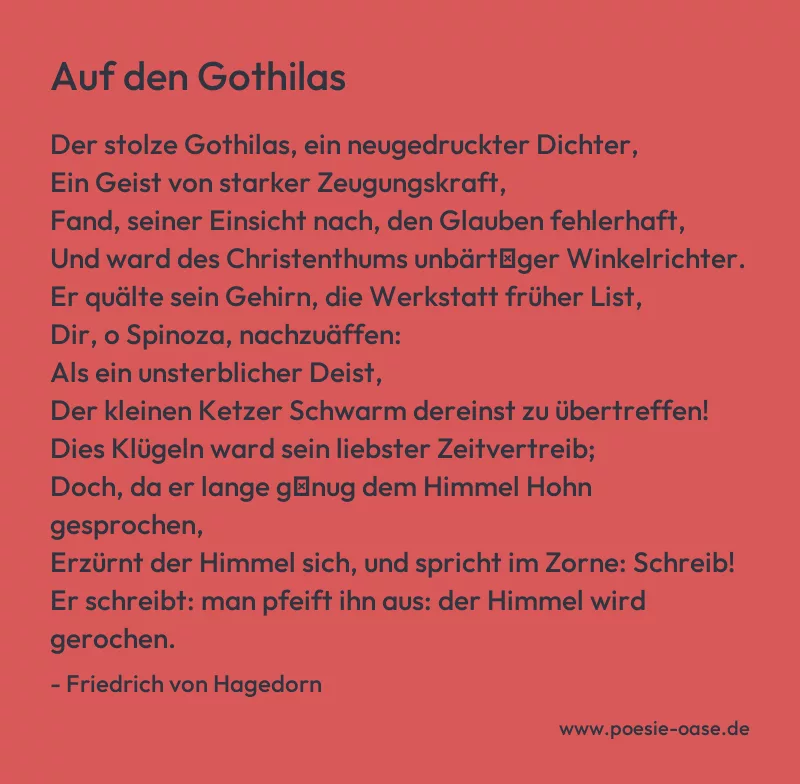Gedicht: Auf den Gothilas von Friedrich von Hagedorn