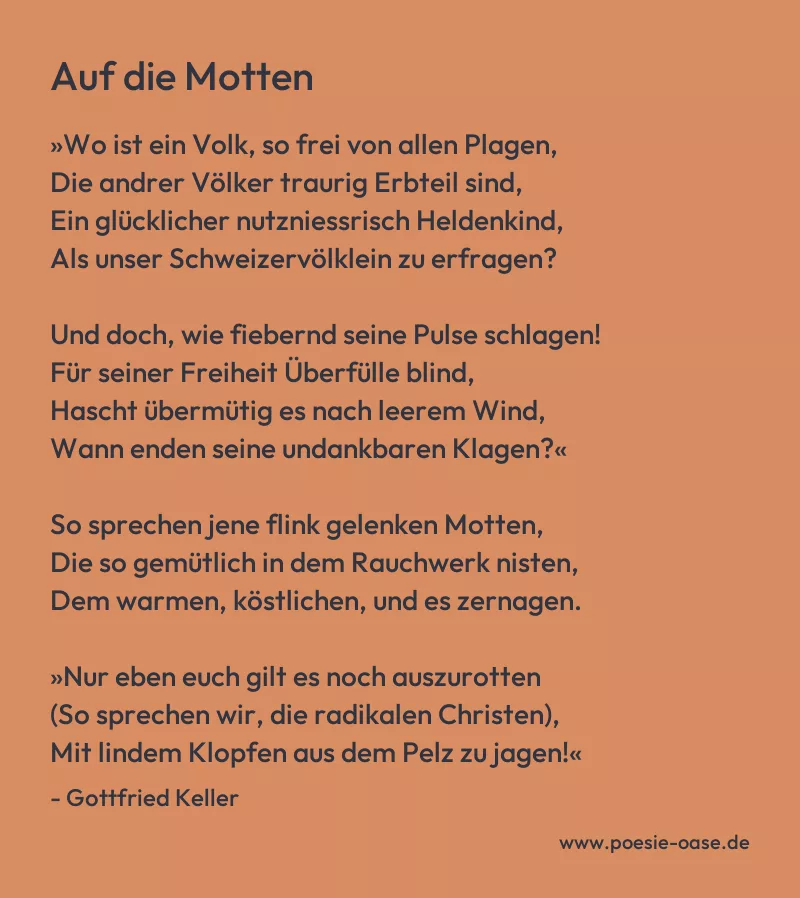 Gedicht: Auf die Motten von Gottfried Keller