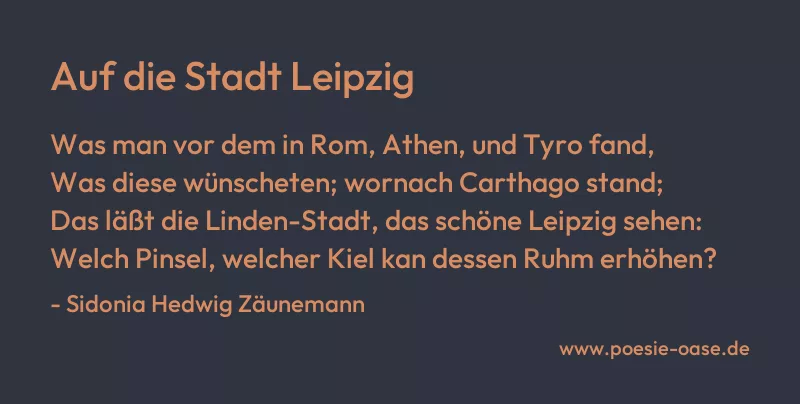 Gedicht: Auf die Stadt Leipzig von Sidonia Hedwig Zäunemann