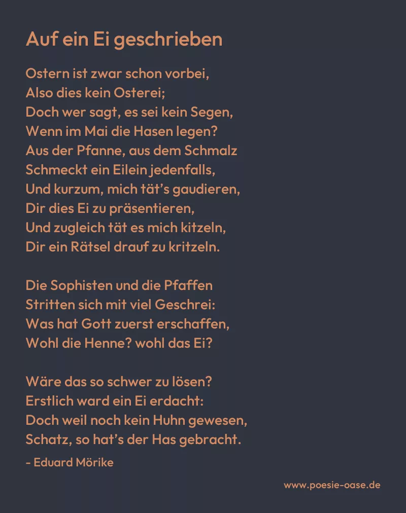 Gedicht: Auf ein Ei geschrieben von Eduard Mörike