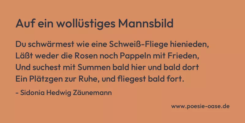 Gedicht: Auf ein wollüstiges Mannsbild von Sidonia Hedwig Zäunemann