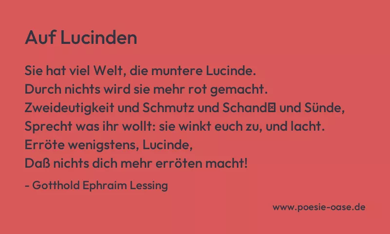 Gedicht: Auf Lucinden von Gotthold Ephraim Lessing