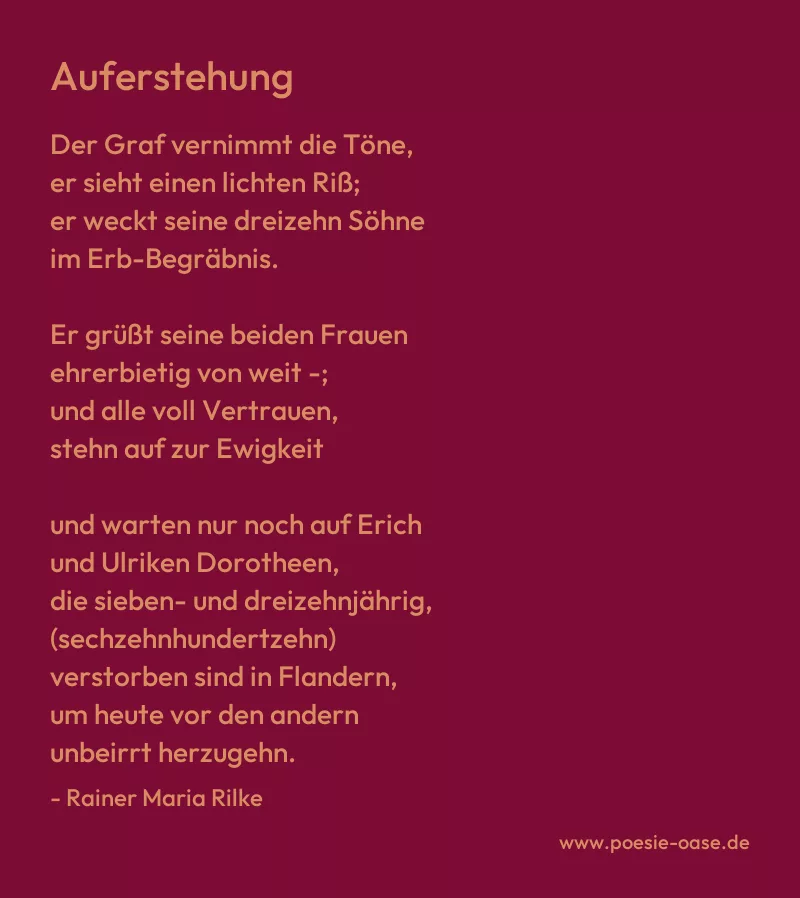 Gedicht: Auferstehung von Rainer Maria Rilke
