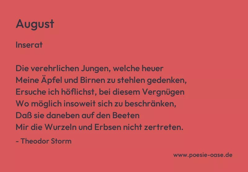 Gedicht: August von Theodor Storm