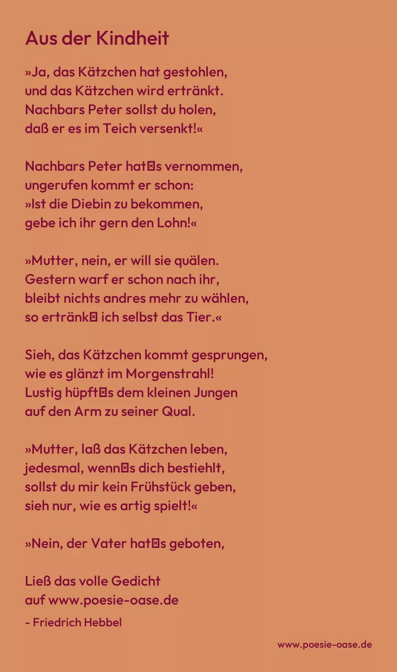 Gedicht: Aus der Kindheit von Friedrich Hebbel