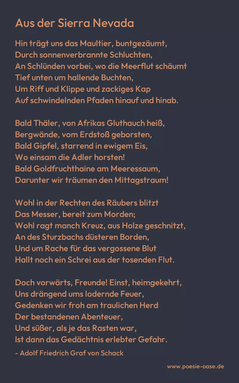 Gedicht: Aus der Sierra Nevada von Adolf Friedrich Graf von Schack