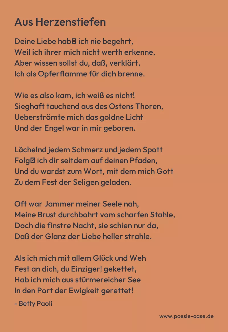 Gedicht: Aus Herzenstiefen von Betty Paoli