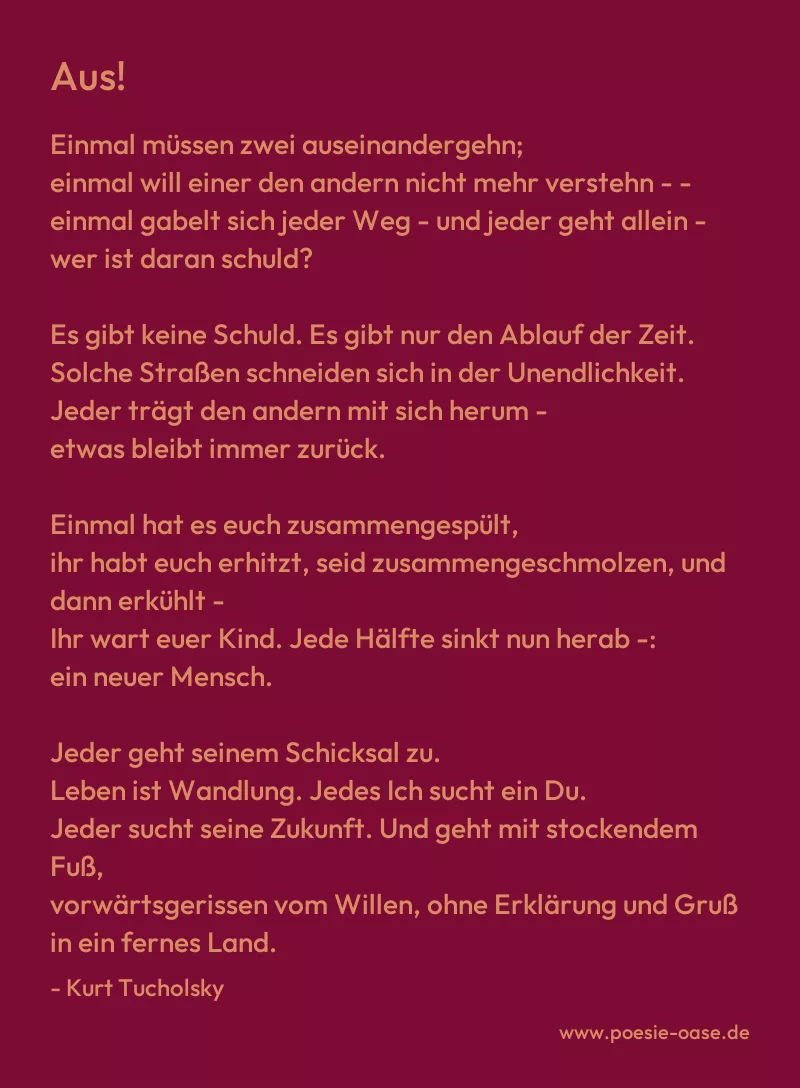 Gedicht: Aus! von Kurt Tucholsky