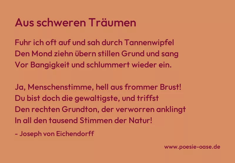 Gedicht: Aus schweren Träumen von Joseph von Eichendorff