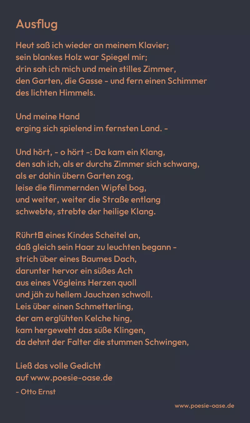 Gedicht: Ausflug von Otto Ernst