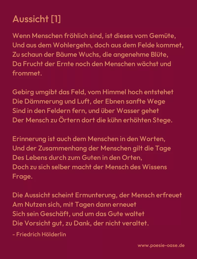 Gedicht: Aussicht [1] von Friedrich Hölderlin
