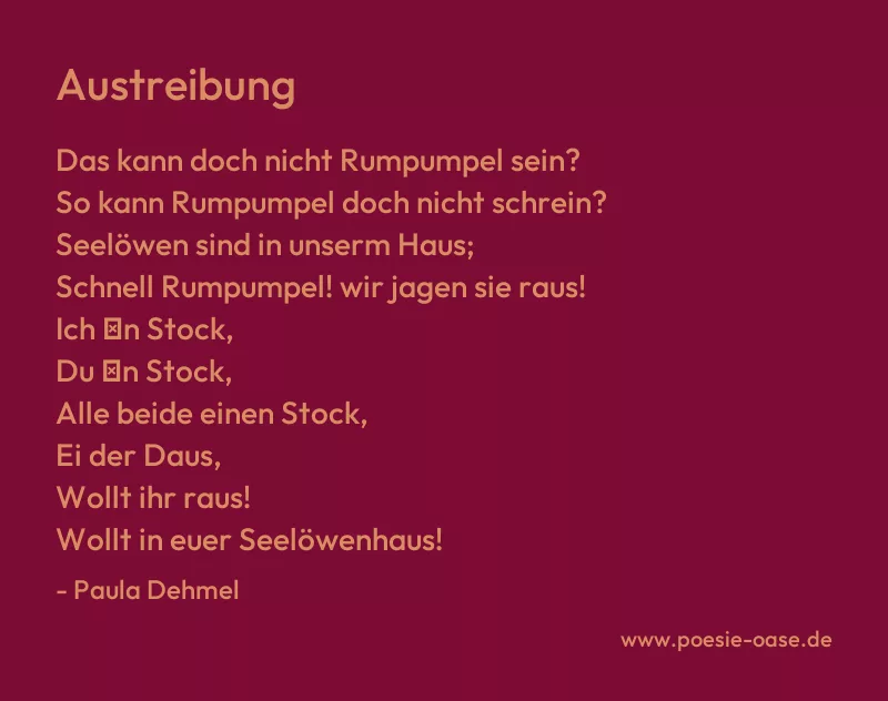 Gedicht: Austreibung von Paula Dehmel