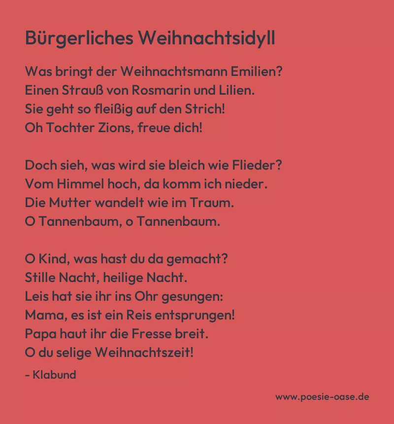 Gedicht: Bürgerliches Weihnachtsidyll von Klabund