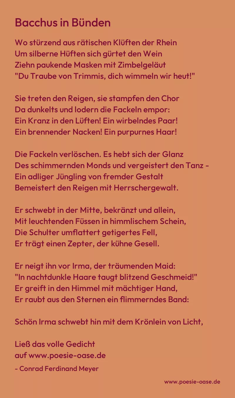 Gedicht: Bacchus in Bünden von Conrad Ferdinand Meyer
