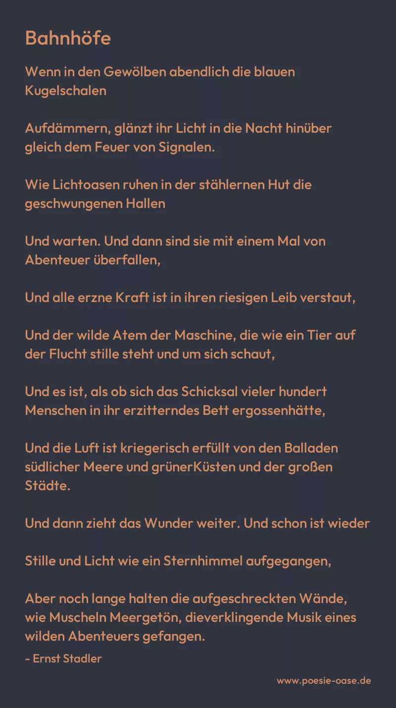 Gedicht: Bahnhöfe von Ernst Stadler