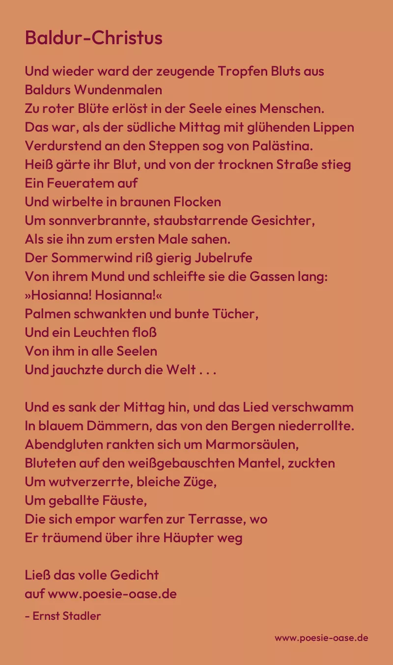 Gedicht: Baldur-Christus von Ernst Stadler