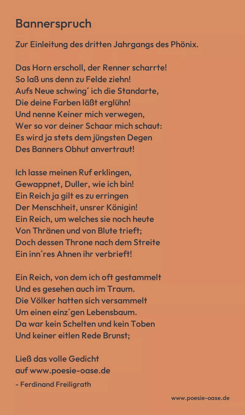Gedicht: Bannerspruch von Ferdinand Freiligrath