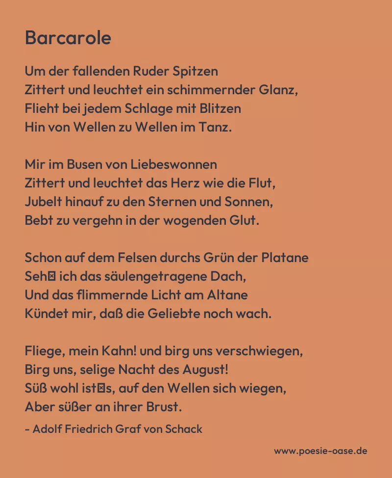 Gedicht: Barcarole von Adolf Friedrich Graf von Schack