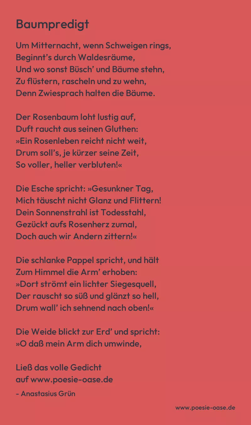 Gedicht: Baumpredigt von Anastasius Grün