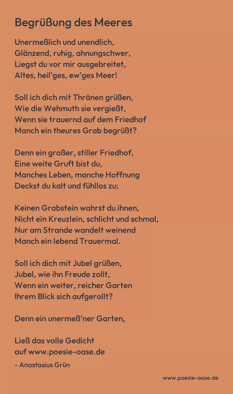 Gedicht: Begrüßung des Meeres von Anastasius Grün