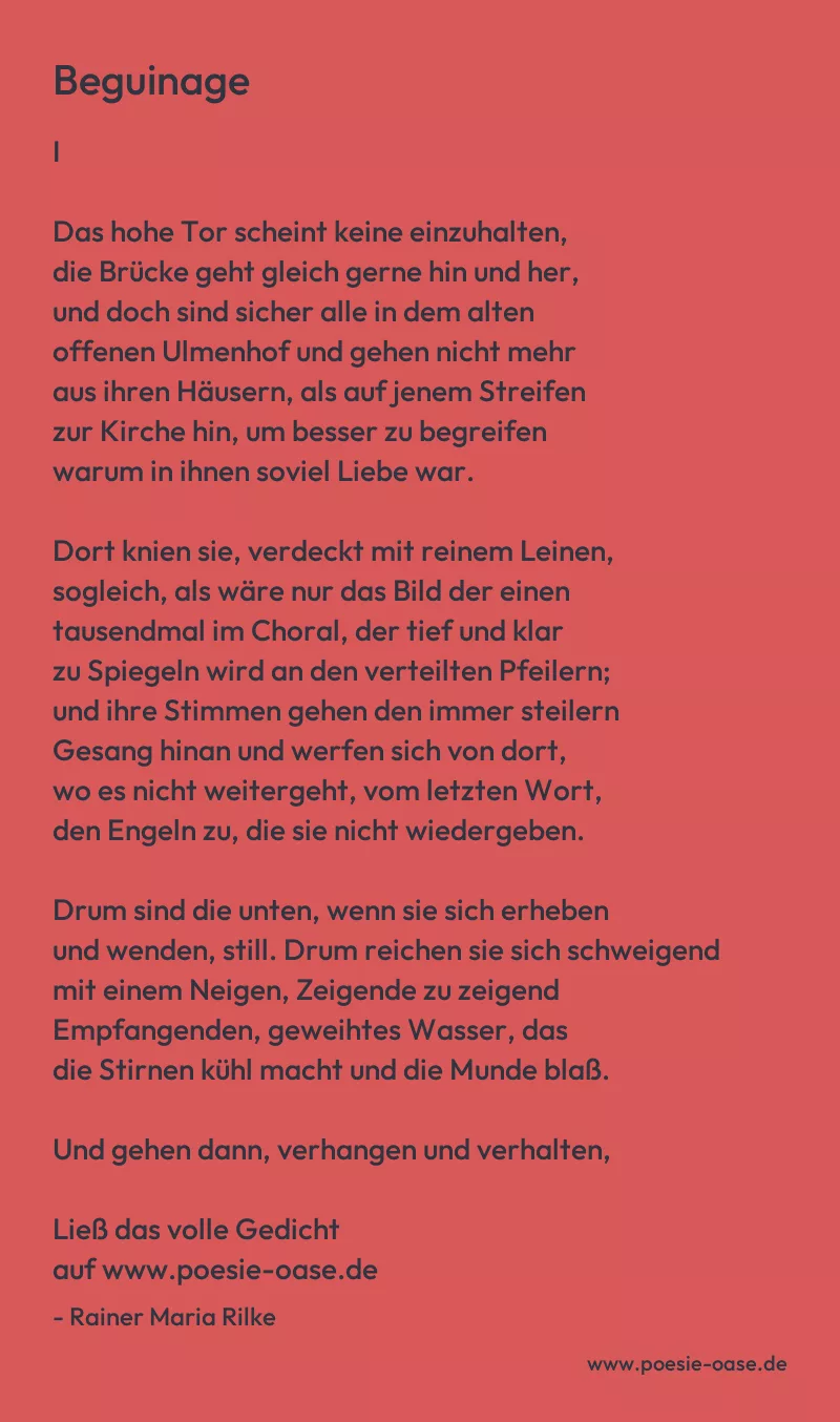Gedicht: Beguinage von Rainer Maria Rilke
