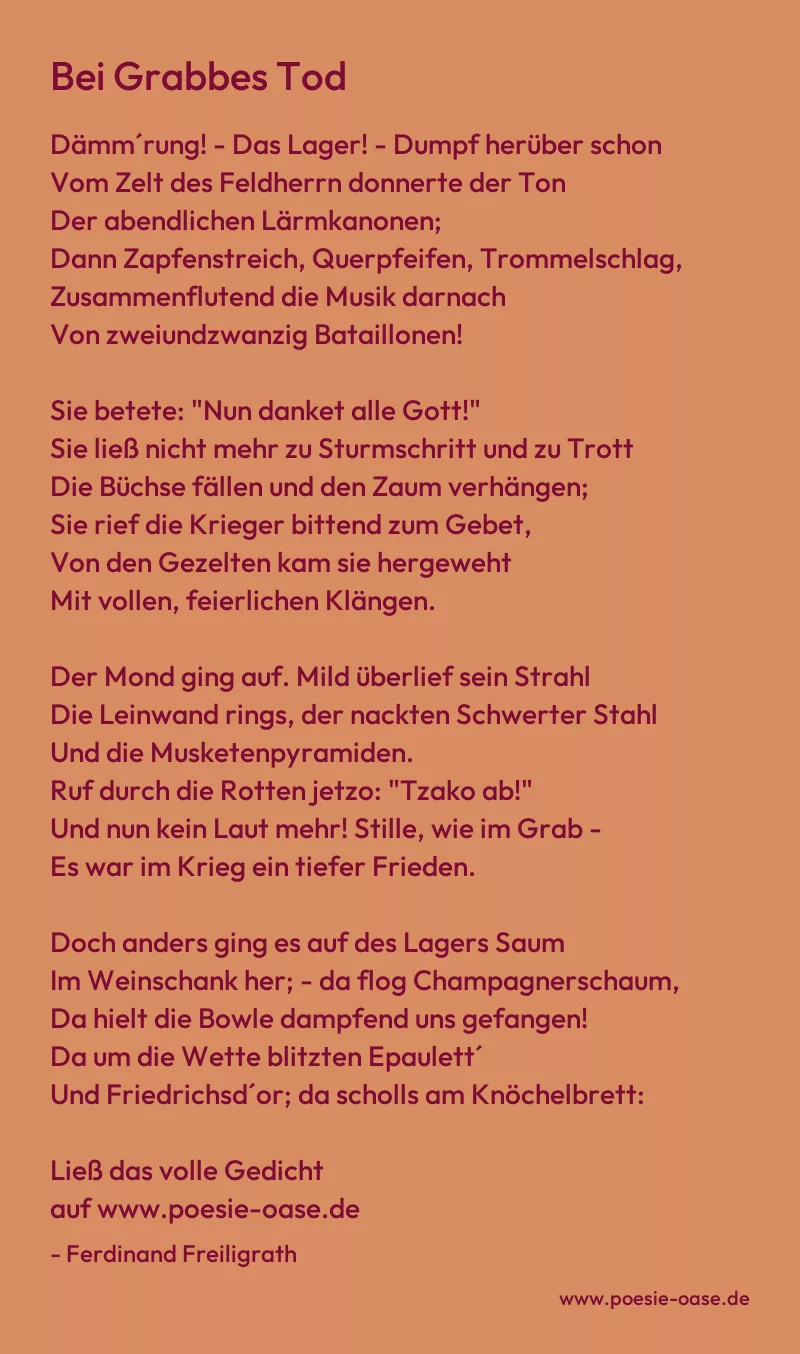 Gedicht: Bei Grabbes Tod von Ferdinand Freiligrath